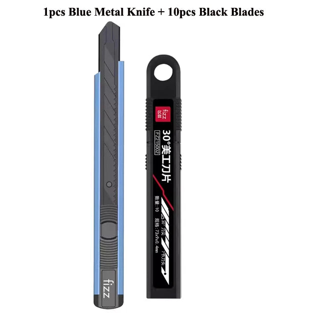 Fizz Metal Utility Knife Blade Paper Cutter Aluminum Alloy Pocket Knifes with Self-Locking Design Stationery Supplies