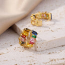 Rainbow Cibic Zircon Hoop Earrings For Women Gold Plated Stainless Steel Square Earring 2023 Luxury Aesthetic Jewelry aretes