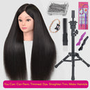 New Female Mannequin Training Doll Head With 70% Real Hair For Hairsyles Hairdressing Cosmetology Dolls Head With Stand Tripod