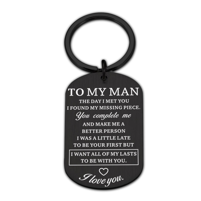 Birthday Valentine Day Keychain Gifts For Boyfriend Husband My Man I love you Couples Keyring for Man Wedding Gifts Key Chains