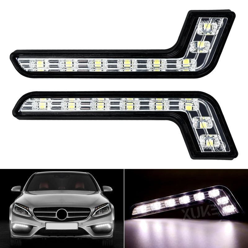 Pair Universal Daytime Running Light 8LED SMD 12V L-Shaped 7-Style DRL White Bright Waterproof Front Bumper Driving Fog Lamp Car