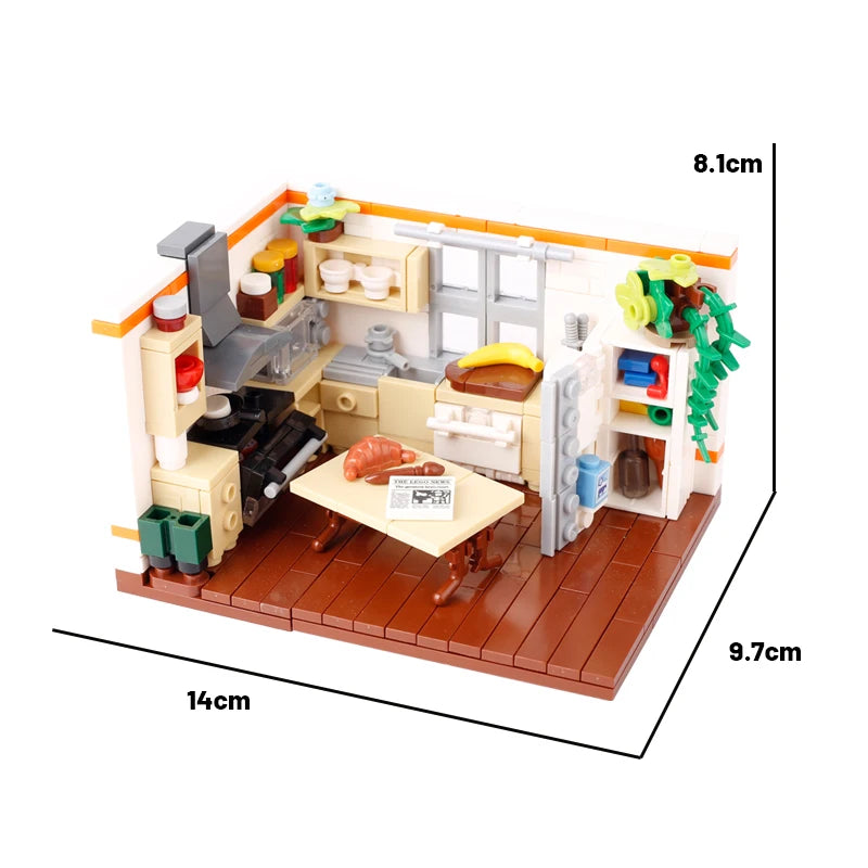 MOC City Series Building Blocks Figure Furniture House Kitchen Medieval Accessories DIY Bricks Set Christmas Toys for Kid Gifts