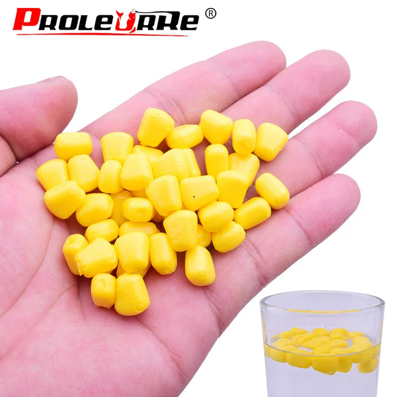 High Quality 50pcs Fishing Corn Floating Boilies Flavoured Soft Lure Grass Carp Bait Artificial Silicone Soft Plastic Bait