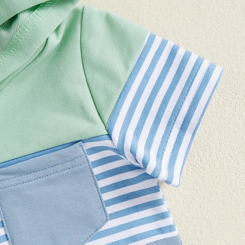 Toddler Boys 2-Piece Outfit Camouflage Print Hooded T-shirt with Drawstring Shorts Set for Summer Playdates and Adventures