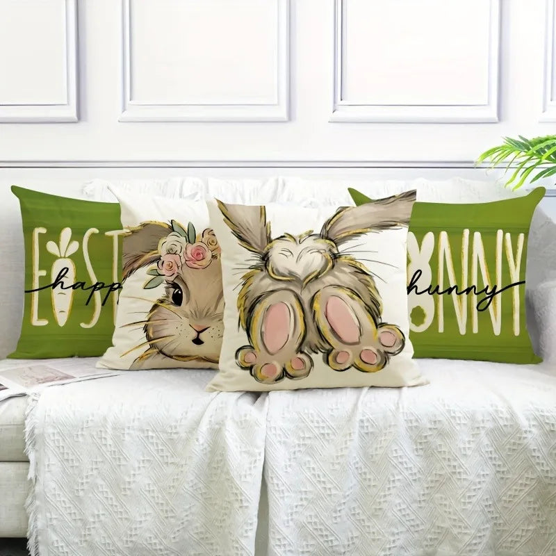 Easter decoration pillow cover bunny print living room sofa cushion cover farmhouse home room decoration holiday gift