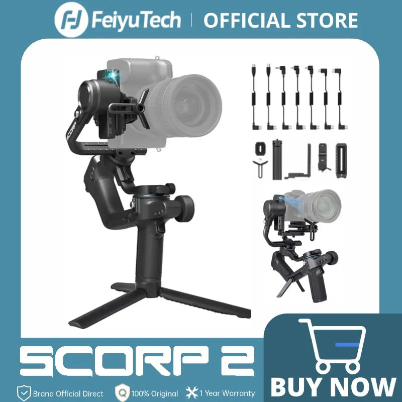 FeiyuTech SCORP 2[Official]Camera Gimbal Stabilizer Built-in AI Tracker Upgrade Joystick Touch Screen for Mirrorless DSLR Camera