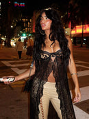 Weird Puss Backless Sexy Women Camisole Leopard Mesh Patchwork Ruffles Sexy Club Party Midnight Hot Girls Wild Coquette Maxi Top