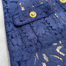 The Nocturne | Navy Lace Patchwork Retro Midi Dress
