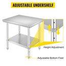 SucceBuy Kitchen Work Bench Commercial Catering Table Worktable with Undershelf Stainless Steel 330LBS 286LBS Restaurant Garage