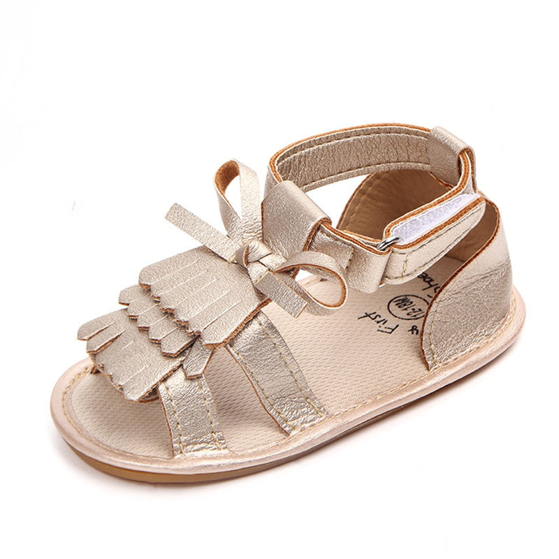 2023 New Arrival Baby Sandals Summer PU Leather Tassel With Bow Baby Girl Sandals Rubber Bottom High Quality Toddler Moccasins