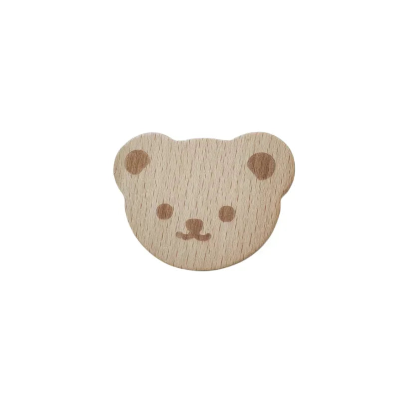 Children's Room Cartoon Wooden Handle Cabinet Door Solid Wood Handle Drawer Single Hole Teddy Bear Wooden Small Handle