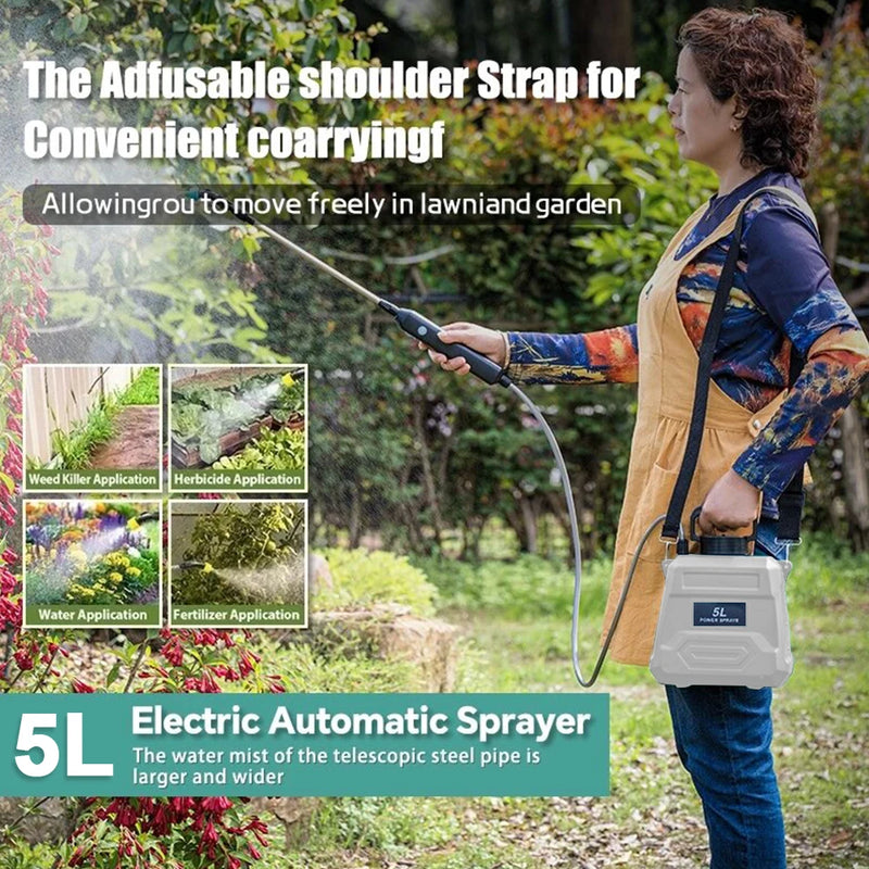 5L Shoulder Pesticide Sprayer Electric Backpack Sprayer USB Rechargeable Garden Water Sprayer Lawn Sprinkler for Lawn Watering
