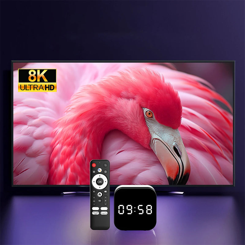 Smart TV Box Android 14.0 WIFI 6 BT 5.X Media Player 8K Alarm Clock An
