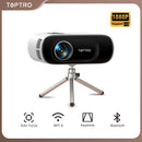 TOPTRO Mini Projector Full HD Support 1080P 16000 Lumens Auto Keystone WiFi Bluetooth Video Projector Portable Home Theater