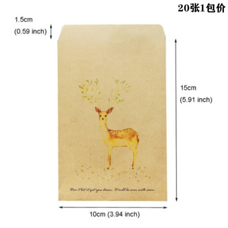 25 Pcs Deer Painted Paper Kraft Bitty Candy Packing Bags Envelopes Party Favor Gift Bag Painting Christmas Chevron Colorful