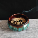 YXYMCF Ceramic Kiln Discoloration Incense Burner Household Incense Holder Zen Buddha Cone Coil Stick Incense Base Bronze Cover