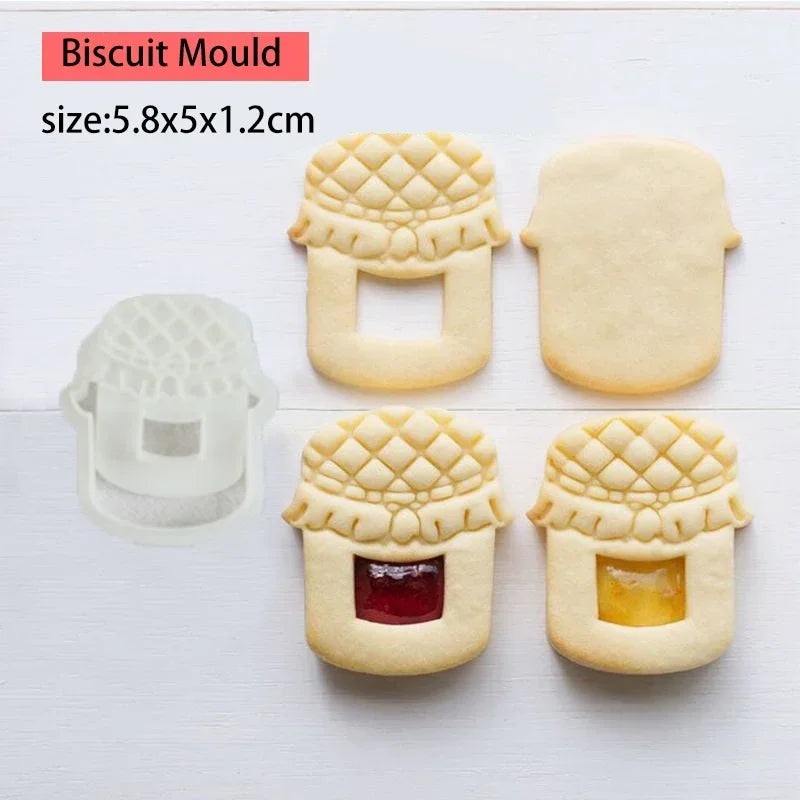 3D Cartoon Sandwich Cookie Cutter, Biscuit Mold, Christmas Plastic Pressable Fondant Cookie Stamp Cake Decor Baking Supplies