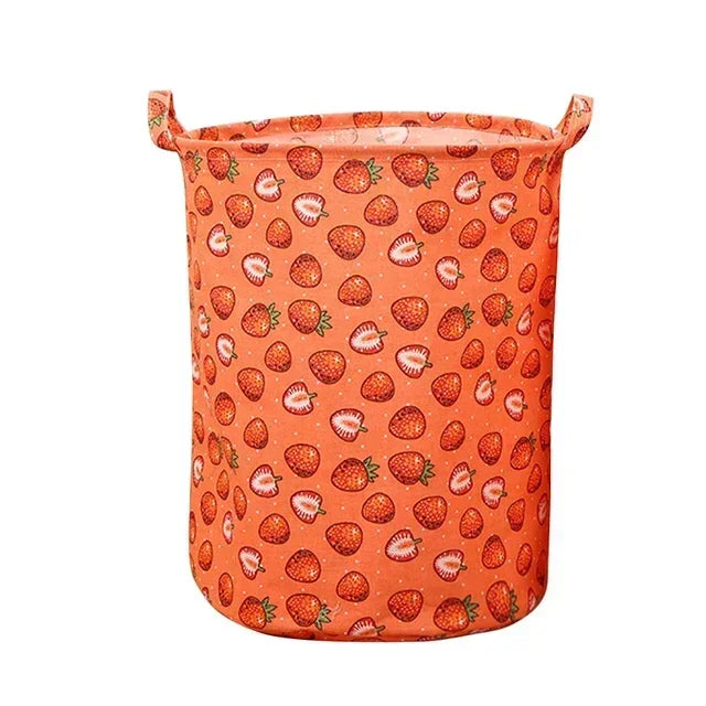 New Print Laundry Basket Portable Foldable Home Laundry Storage Bag Cotton Linen Hamper for Kids Toys Dirty Clothes Basket Large