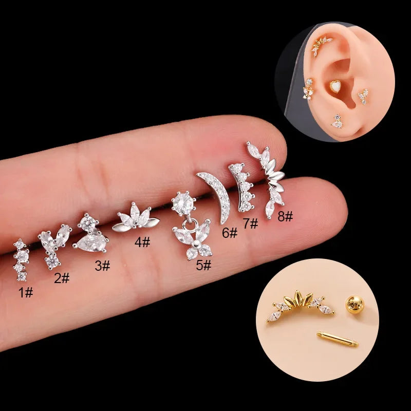 1Piece Piercing Stud Earrings for Women Earrings Trend Jewelry Ear Cuffs Stainless Steel Butterfly Stud Earrings for Teens