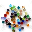 StreBelle AAA 50pcs/Lot Cube Loose Spacer Bead Jewelry Making Mix Colors 8x8mm Crystal Glass Beads Facet Square Shape