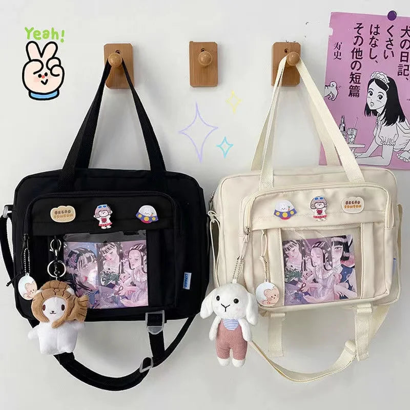 Japanese High School Girls JK Bag Transparent Handbags Book Bag Satchels Shoulder Bag Itabag Big Crossbody Bags Women Ita bag