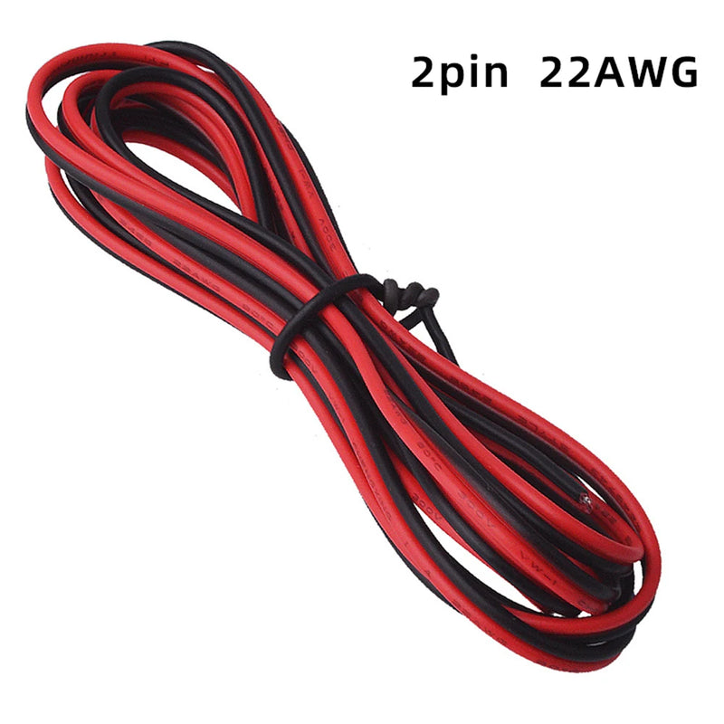 20 meters 2PIN Electrical Wire Tinned Copper PVC Insulated Red Black Cable For Single Color LED Strip Light Extension Wire 22AWG