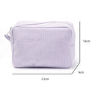 Seersucker Rüschen-Kosmetiktaschen Rosa/Lila gestreifte Aufbewahrungs-Make-up-Taschen für Damen mit Reißverschluss Reise-Schminktasche