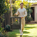 56cm Tall Metal Bird Cage Playpen with Hammock Toy and Perch, Removable Tray, Bowl for Parrot Parakeet Travel Carrier Cage