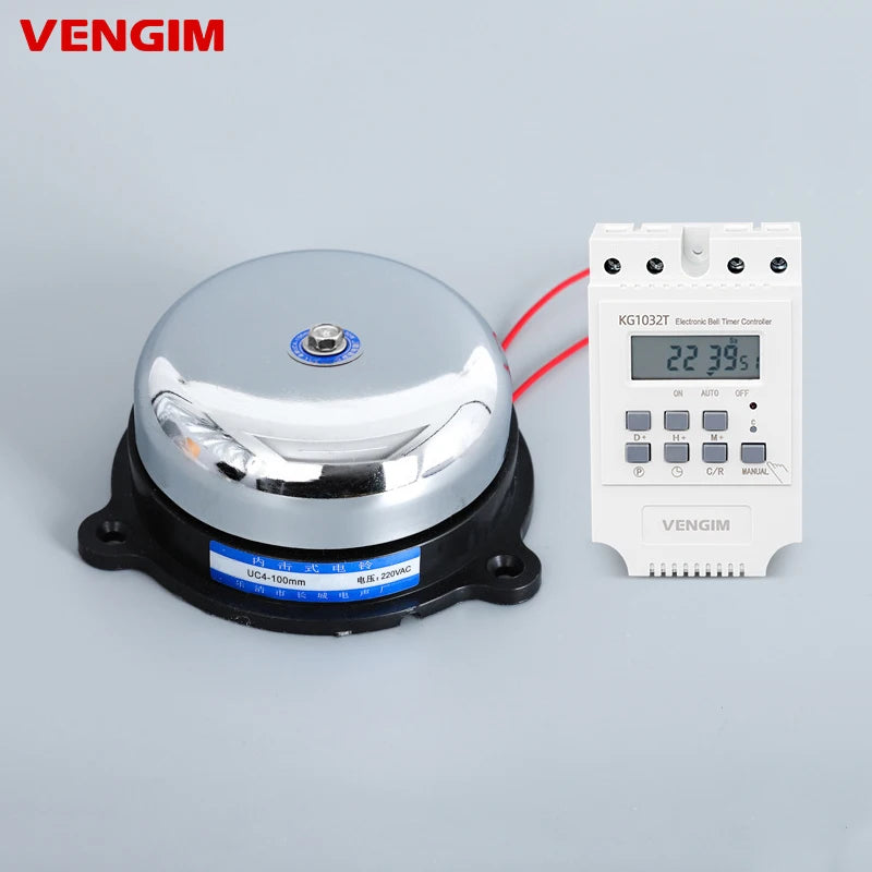 Automatic Electric Bell 220v School or Factory Bell Controller Ring Timer 2/3/4/6 inch Alarm Bell Apartment Call Doorbell