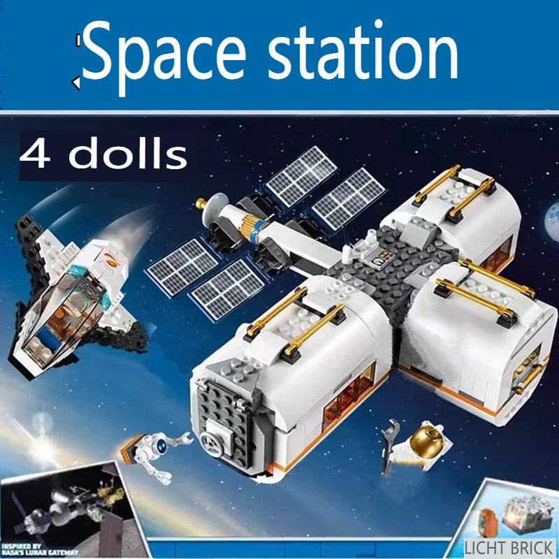 City Series Building Blocks Lunar Space Station Space Shuttle Astronauts Assembled Lab Children's Toy Gifts satellite satellite