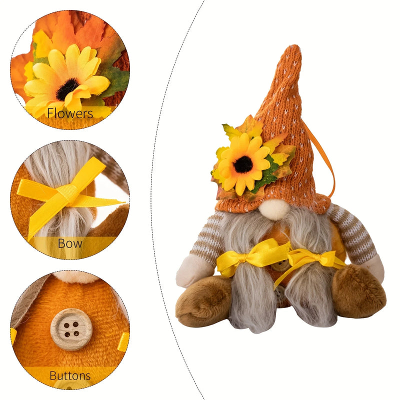 Thanksgiving Decoration Harvest Season Maple Leaf Straw Hat Rudolf Short Legs Doll Goblin Dwarf Doll Pendant Children's gift