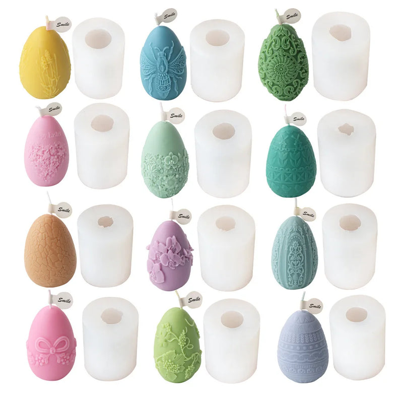Easter Embossed Silicone Mould Easter Egg Candle Molds Diy Aromatherapy Plaster Graffiti Eggs Candle Making Kit Diy Craft Tools