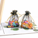 50Pcs Eid Mubarak Decoration Mesh Bag Organza Hot Stamping Silver Star Moon Candy Gift Drawstring Packaging Bag Party Supplies