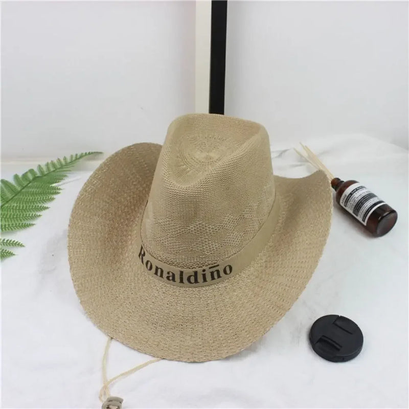 Straw Sun Hat Mens Womens Casual Breathable Cowboy Wide Brim Jazz Hat Sun Protection Fashion Beach Caps Summer