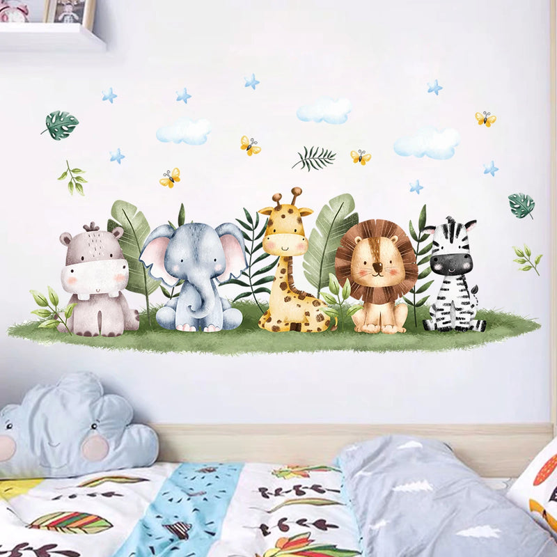 1Pc Cartoon Animals Lion Giraffe Wall Sticker for Wall Decoration Children Room Kids Room Decor for House Living Room Bedroom