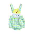 Easter Bunny Jumpsuit with Floral Embroidery and Ruffle Trim for Infant Girls and Boys - Adorable Spring Romper for Babies