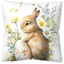 Easter Floral Bunny Print Pillowcase Nordic Home Decor Pillowcase Holiday Bedroom Living Room Decoration Polyester Cushion Cover