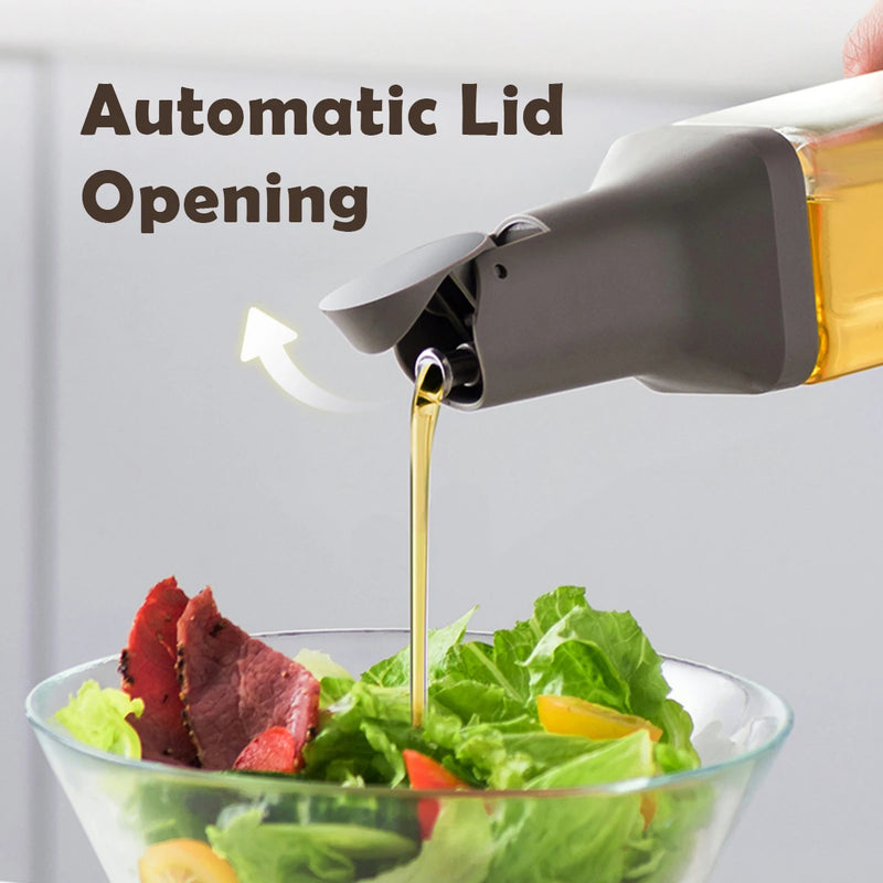 WMMO Olive Oil Dispenser Bottle Auto Flip Condiment Container Automatic Cap Liquid Seasoning Big Capacity Bottle Kitchen Utensil