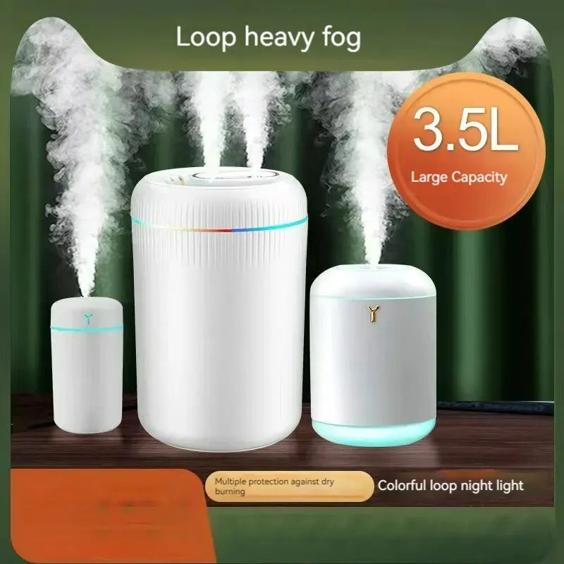 New 3.5L Large Capacity Humidifier Household Fog Amount USB Car Aroma Machine Office Air Atomizer