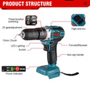 ONEVAN 1000W Brushless Electric Impact Drill 25+3 Torque 3 in 1 Cordless Screwdriver Power Tools For Makita Battery Pin
