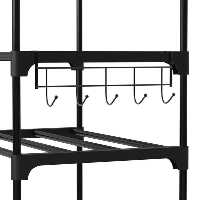 Shoe Rack 10 Tier Shoe Storage Organizer Metal With Hooks Fit 20-25 Pairs Shoes Easy Assembly, Space-Saving.