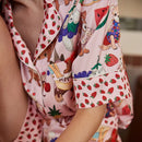 [Pink Dessert Dog] Summer Short-sleeved Pajamas Women's Ice Silk Thin Loose Large Size Home Clothes Two-piece Suit