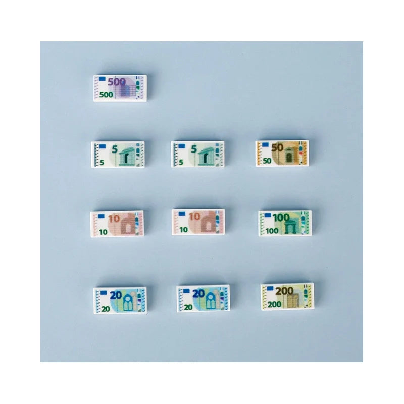 MOC Building Blocks Figures Accessories Cash Dollar Coin Bag Model Gold Silver Bar Colored Diamond Treasure Box Series Coffer