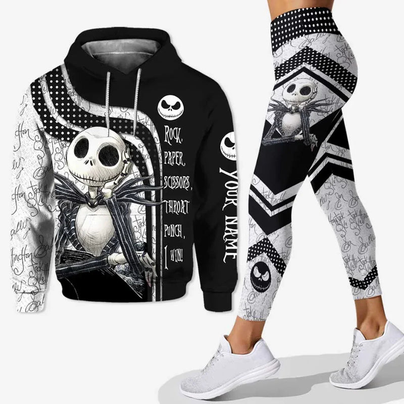 Jack Skellington Nightmare Before Christmas Combo Hoodie And Legging Set Disney Hoodie Yoga Pants Sweatpants Fashion Sports Suit