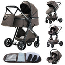 Luxury Baby Stroller 3 in1 Portable Travel Baby Carriage Aluminum Frame Folding Prams High Landscape Car for Newborn Baby BLACK