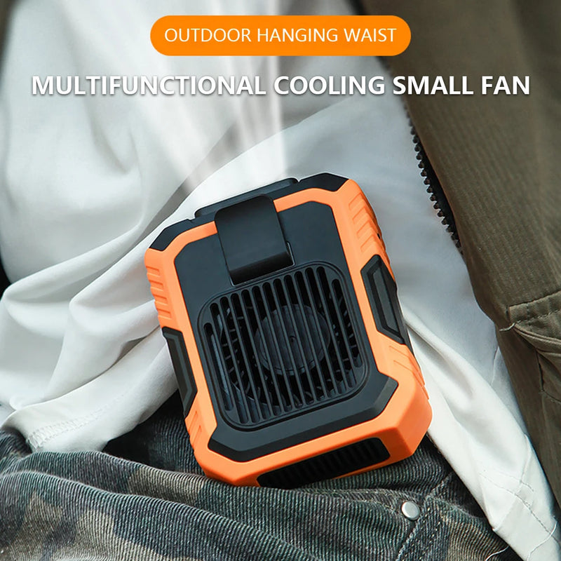 Portable Belt Fan 3 Speed 4000mAh Electric Fan Cooler USB Rechargeable Emergency Mobile Power for Jobsite/Farm/Traveling/Fishing