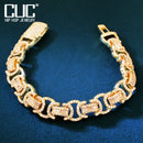 CUC Iced Out Byzantine Link Bracelet Cubic Zirconia Gold Color Men Hiphop Chain Fashion Rock Jewelry 13mm