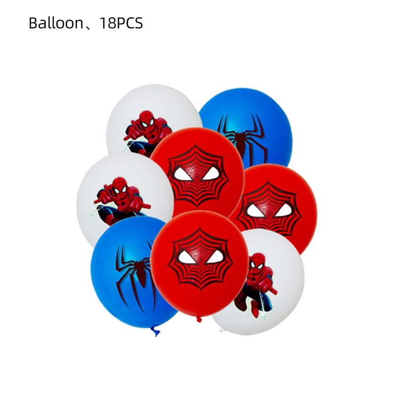 Spiderman Birthday Decorations New Spiderman Aluminum Film Balloon Disposable Tableware Party Plates Straw Supplies Baby Shower