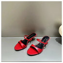 2025 Women's Summer New Fashion Square Toe Simple Solid Color Slippers Outdoor Peep Toe Casual Banquet Party Women Sandals Mujer