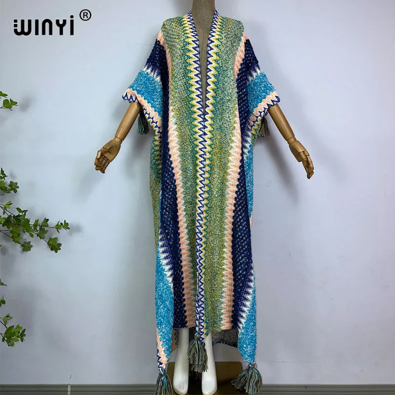 WINYI woman Winter Knitted cardigan coat Loose Christmas Fashion hipster party dress Thick Warm free size Female cloke overcoat